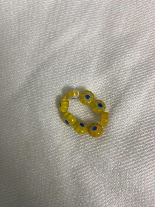 Yellow flower beaded ring