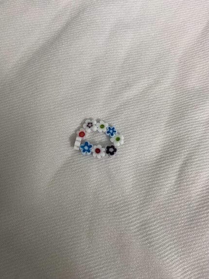 Multicolor flower beaded ring