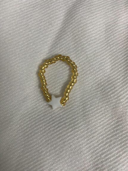 Golden beaded star charm ring