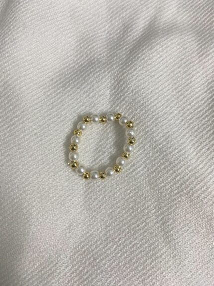 White n golden beaded ring