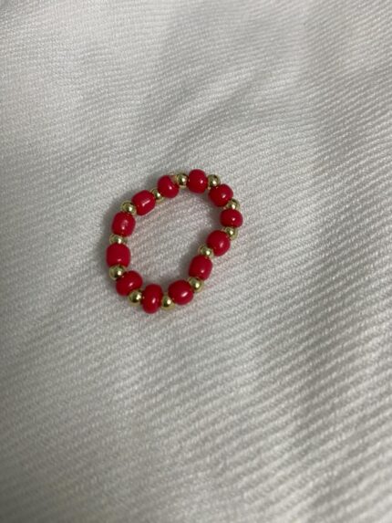 Red n golden beaded ring
