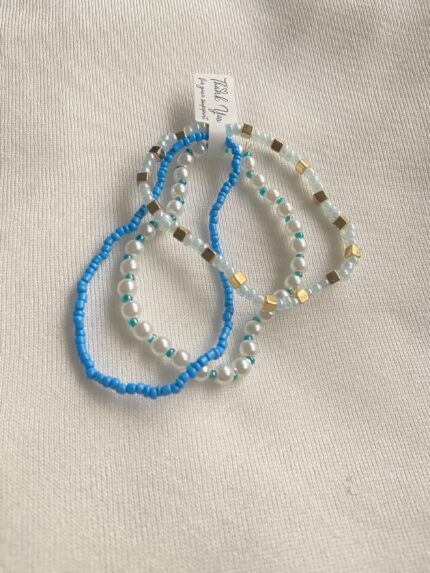 Blue hue beaded bracelet (pack of 3)