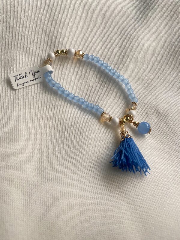 Ocean blue beaded bracelet with tassel