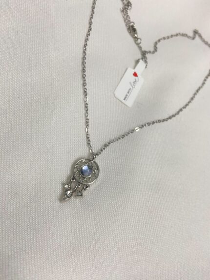 Stone studded dream catcher pendant necklace