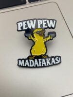 Yellow duck shooting brooch pin badge