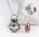 Hollow flower with in my heart jar necklace (silver)