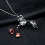 Hollow flower with in my heart jar necklace (silver)