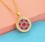 Aromadiffuser pendant necklace (Gold, Heart flower)