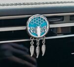 Aromadiffuser car clip dangling air freshner (silver, honeybee)