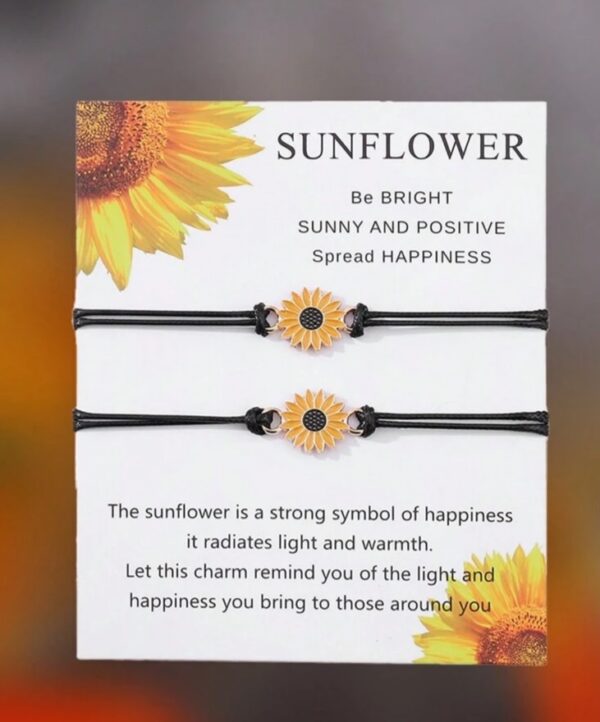 2pcs sunflower charm couple/friendship bracelet - Image 3
