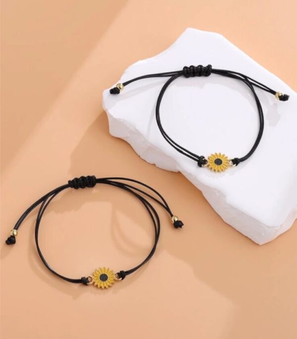 2pcs sunflower charm couple/friendship bracelet - Image 2
