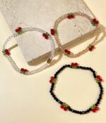 Crystal beaded boho cherry bracelet (tranzy beige)