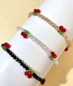 Crystal beaded boho cherry bracelet (tranzy white)