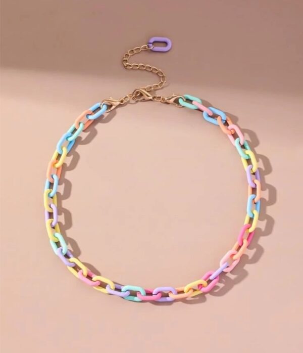 Multicolor resin block chain necklace