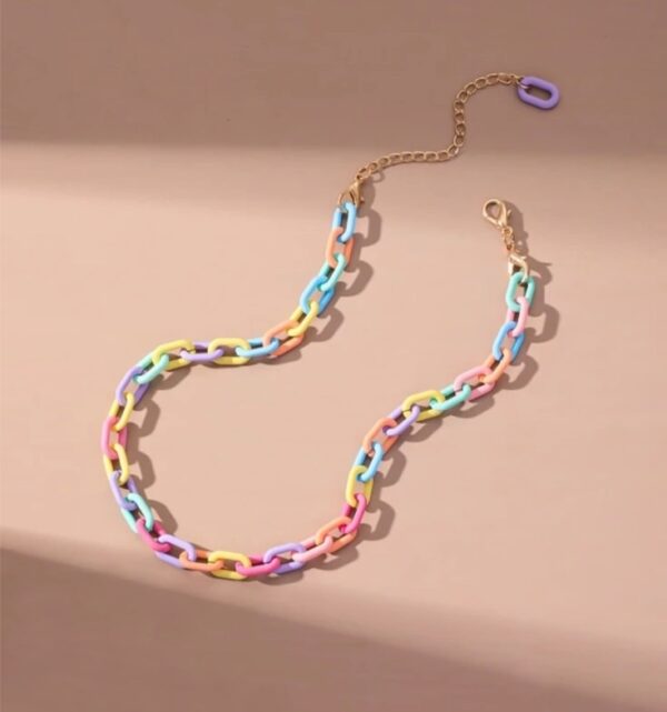 Multicolor resin block chain necklace