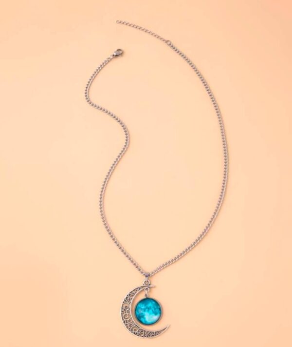 Moon glow in the dark pendant necklace