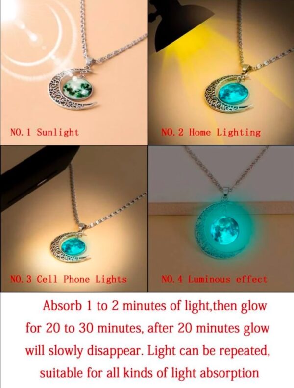 Moon glow in the dark pendant necklace - Image 2