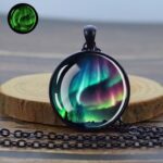 Aurora borealis glow in the dark pendant necklace