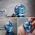 Luminous clouds in sky resin ball pendant necklace