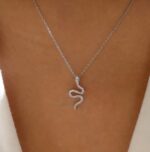 Rhinestone snake charm necklace