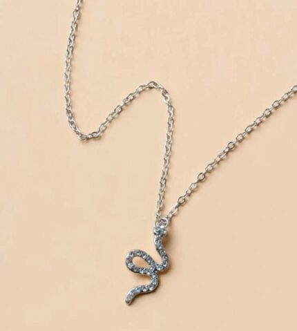 Rhinestone snake charm necklace