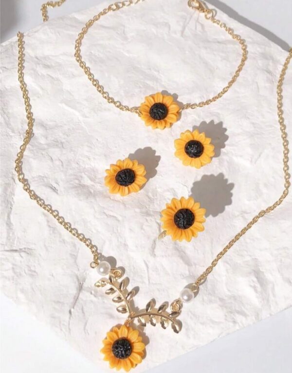 Sunflower necklace, bracelet, earring & ring set