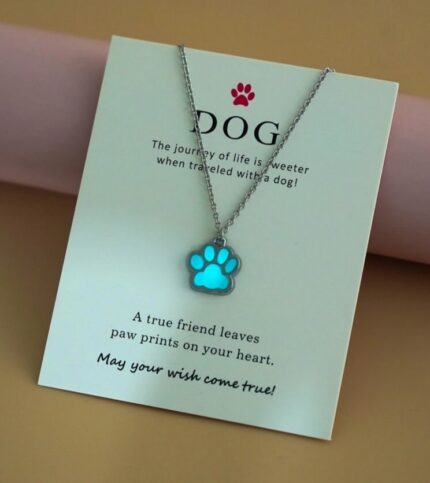Glow in the dark Paw charm necklace