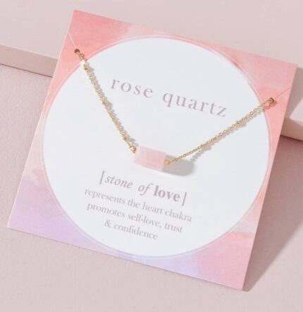 Rose quartz precious stone necklace