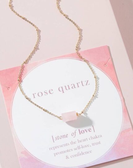 Rose quartz precious stone necklace