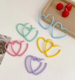 Big heart shaped pastel hoops (sky blue)