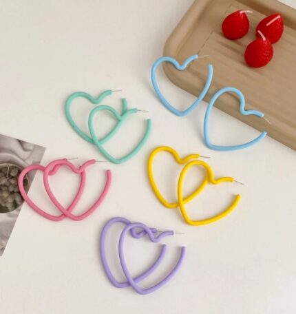 Big heart shaped pastel hoops (sky blue)