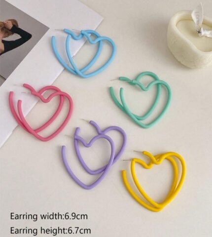 Big heart shaped pastel hoops (sky blue)