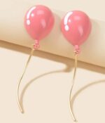 Pink balloon drop dangling earrings