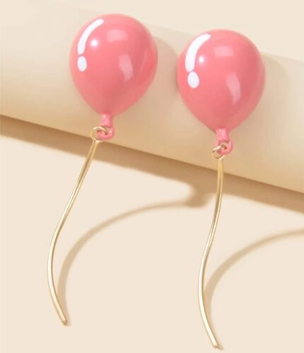 Pink balloon drop dangling earrings
