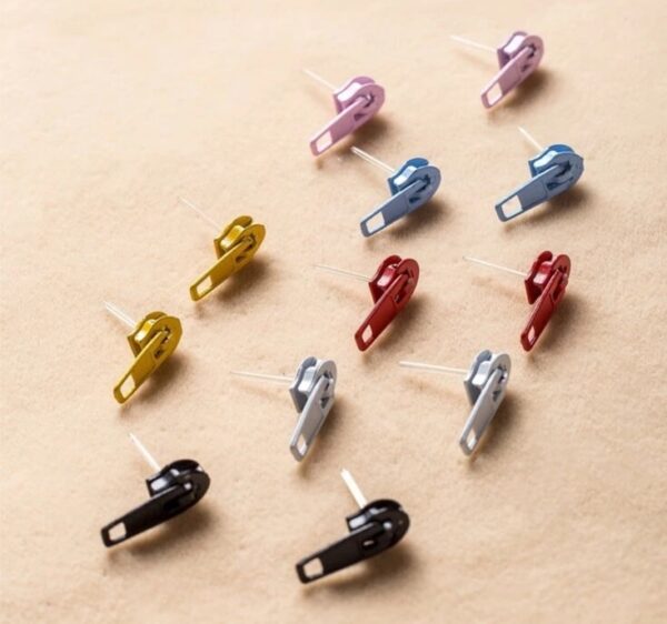 Zipper stud earrings (pink)