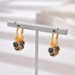 18k gold plated evil eye hook earrings