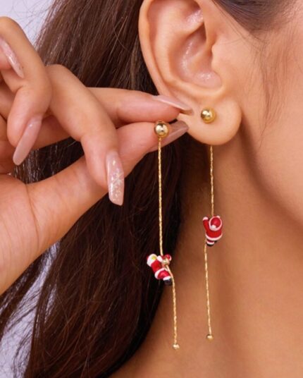 Santa claus dangling chain earrings