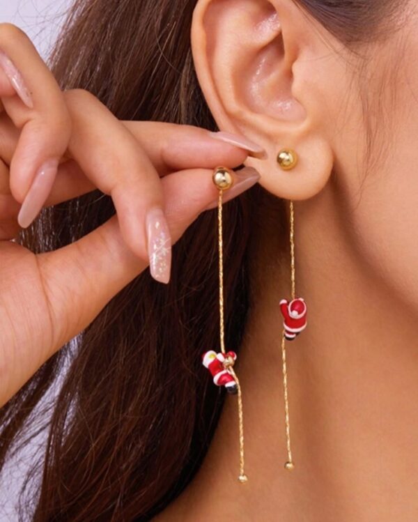 Santa claus dangling chain earrings