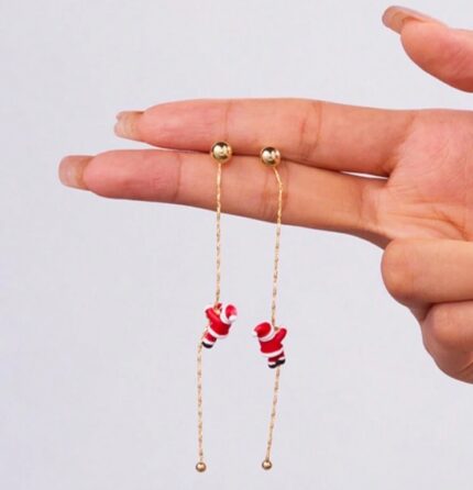 Santa claus dangling chain earrings
