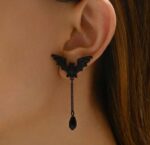 Bat punk gothic drop earrings black