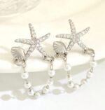 Starfish shell & pearl earrings