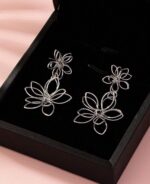 New wrought iron 3D hollow flower dangle earrings