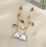 White Rose drop earrings