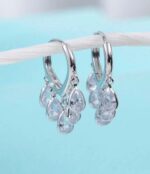 Zirconia stone water drop dangling hoops
