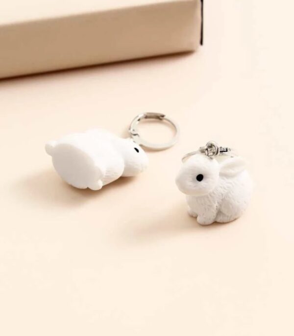 White bunny rabbit huggie earrings