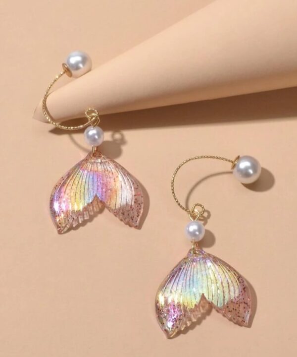 Mermaidia faux pearl fish tail drop earrings