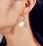 Mermaidia faux pearl fish tail drop earrings
