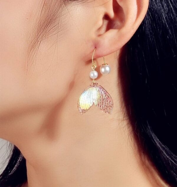 Mermaidia faux pearl fish tail drop earrings