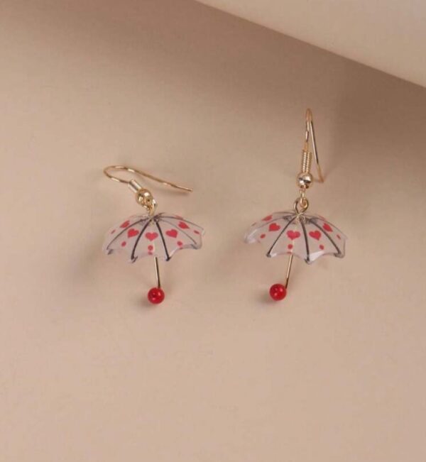 Resin miniature heart umbrella 3D drop earrings