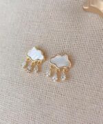 Zirconia stone cloud & rain drop earrings